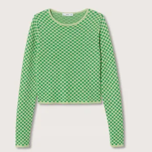 NWT MANGO Checks knitted sweater Green Shimmery Small y2k thumbnail 5