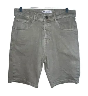 Zara Women High‎ Waisted Denim Jean Shorts 8” Size 31 Tan Mom Casual Summer Boho thumbnail 1