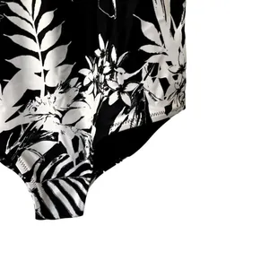 Old Navy one pice swimsuit black and white floral padded summer swimming beach thumbnail 3