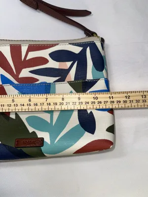 Fossil Fiona Crossbody Bag Abstract Leaf Floral Print Coated Canvas Purse thumbnail 9
