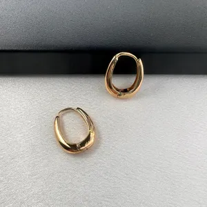 Small Oval Gold Hoop Earrings for Women thumbnail 3