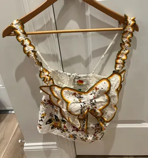 NWT Farm Rio Sleeveless Eyelet Butterfly Blouse Cami White S thumbnail 1