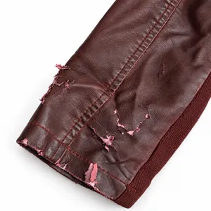 Live a Little Collection Womens Faux Leather Moto Jacket Burgundy Size M Peeling thumbnail 3