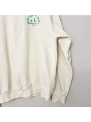 NEW Sporty & Rich Fitness Group Crewneck Sweatshirt M Off White Fleece Oversized thumbnail 9