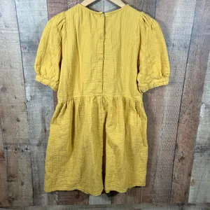 Dokotoo Gauze Babydoll Dress Large Mustard Yellow Puff Sleeve Cottagecore thumbnail 5