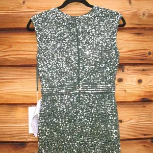Mac Duggal 5489 Womens Green Cap SLEEVE SEQUINED HIGH SLIT GOWN thumbnail 11