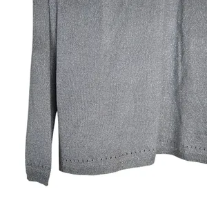 Chico's Women's M Chico's Size 1 Silver with Metallic Thread Open Front Cardigan thumbnail 6