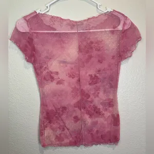 Free‎ People Intimately Free Floral Mesh Baby T Shirt In Rosy Pink XS-S thumbnail 8