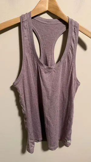 Vuori Lux Performance Tank Raceback in Jade Lilac Heathered-Size Medium thumbnail 1