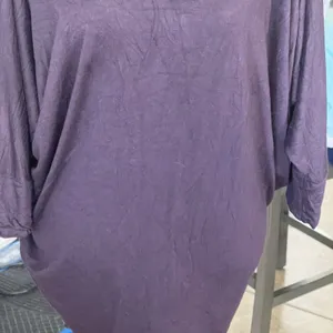 41 hawthorn blouse Top Short Sleeve Large Purple Open back Tunic Stretch Fall thumbnail 5