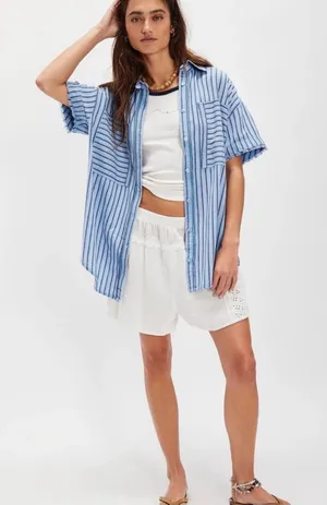Nwot Free people we the free Christopher linen shirt thumbnail 1