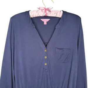 Lilly Pulitzer Beckett 100% Pima Cotton Shirt Dress Blue‎ Size Small thumbnail 4