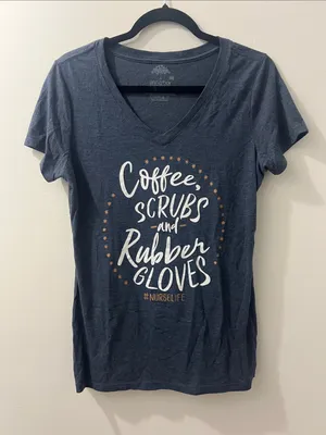 Nurse Navy V-Neck Tee with White & Gold Graphic thumbnail 1