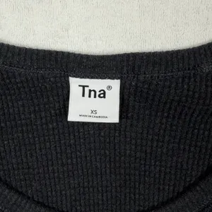 Tna Aritzia Waffle Knit Long Sleeve Thermal Top Black XS Oversized thumbnail 2