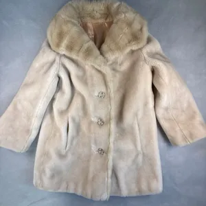 Sportowne Ultra Seal Faux Fur Coat Beige Jacket Women 10 Vintage Mobwife thumbnail 1