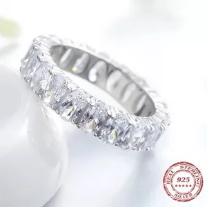 Sterling Silver SIZE 9 925 Oval Cubic Zirconium Eternity Ring thumbnail 3