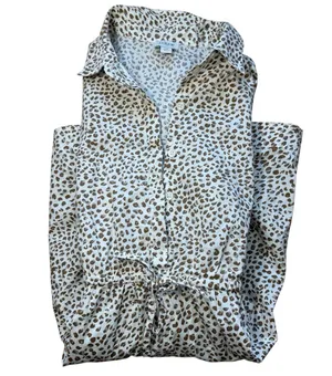 J.Crew Womens Brown Animal Print Short Sleeve Collared Mini Dress Size 4P thumbnail 6
