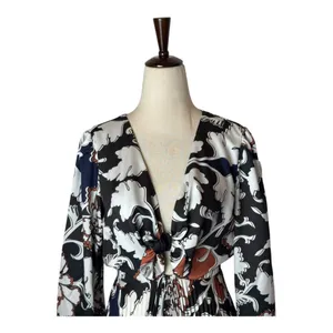 Delfi Collective‎ Dress Women Medium Black Claudine Printed Stretch Crepe Midi thumbnail 4