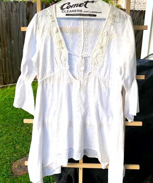 Antica Sartoria Cotton Embroidered Lace Swim coverup Top Dress sz M thumbnail 1