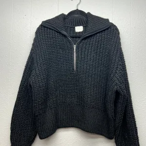 H&M 1/4 Zip Super Chunky Knit Ribbed Sweater Womens M/L Preppy Dark Academia thumbnail 3