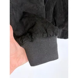 Vintage 90s Black Suede Bomber Jacket Minimalist Leather Reed M thumbnail 8