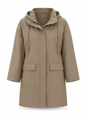 Reserved Oversized Long Hooded Raincoat Women’s L Tan thumbnail 2