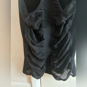 Athleta black bakasana racer back tank top. Mesh back thumbnail 6