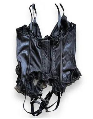 Vtg Corset Sz Large Whimsigoth Witchy Fairy Grunge Lace Satin Coquette Boning thumbnail 5