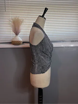 Y2KBlack White Animal Print Halter Twist Front Sleeveless Top Size M thumbnail 4
