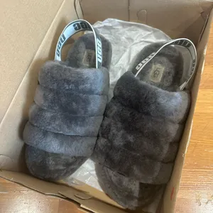 UGG Gray FLUFF  YEAH SLIDE thumbnail 11
