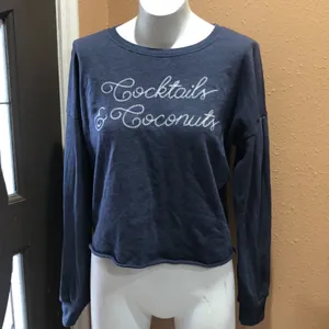Zoe + Liv cocktails and coconuts blue cropped sweatshirt thumbnail 3