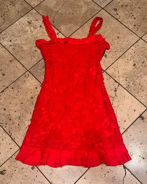 ⭐Lulu's Bright Red Ruffle Slip Dress thumbnail 1