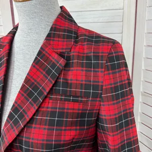 BeFree Tartan Plaid Double Breasted Tie Waist Trench‎ Overcoat Red XS thumbnail 6