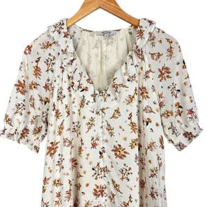 Madewell Ruffle Button Front Trapeze A-line Babydoll Dress Floral Reef Sz Small thumbnail 6