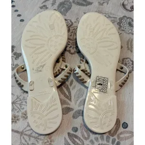 Jack Rogers Georgica Jelly Sandals Bone White Truffle Brown Thong Flip Flop Sz 9 thumbnail 5