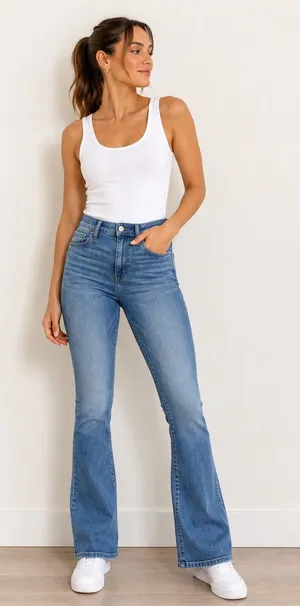 White House Black Market Everyday Soft High Rise Skinny Flare Jeans Sz 0 thumbnail 1