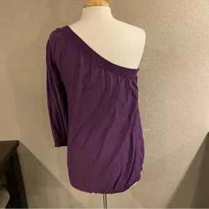 Sisley Purple One Shoulder 3/4 Sleeve Blouse Top Women’s Medium thumbnail 4