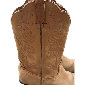 Roadwolf Sz 7M Tan Western Roper Cowboy Boots Leather Western Embroidered thumbnail 3