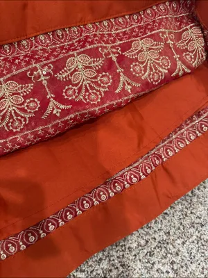 Indya Orange rust Embroidered Anarkali Dress with Gold Accents size S thumbnail 13