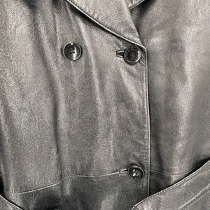 Wilsons Leather Trench Coat Womens XL Black Belted Thinsulate Zip Out Liner Y2K thumbnail 12