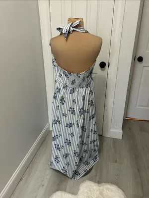 Laura Ashley Striped Floral Halter Midi/Maxi Dress thumbnail 4