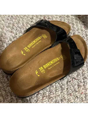 Birkenstock Madrid Slip On Sandals Black Patent Flor- Size 38 (7) thumbnail 2
