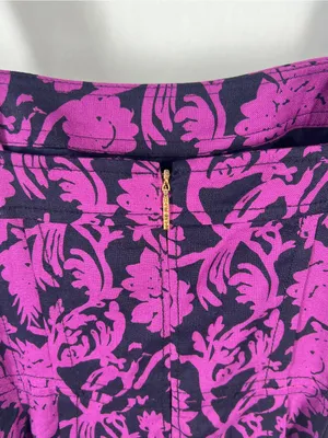 Tory Burch Jodie Floral Linen Cotton Fit & Flare Dress Purple Navy Size 6 thumbnail 5