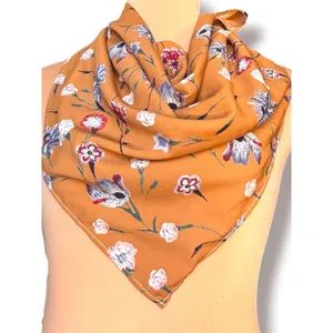 Rust‎ Floral Bandana Scarf Cottagecore Boho Square Neck Scarf Wrap Lightweight thumbnail 4