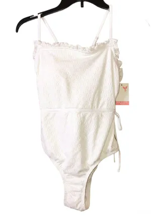 Sea Angel Bridal Florence Lace Eyelet Ruffle One Piece Swimsuit White Medium thumbnail 1