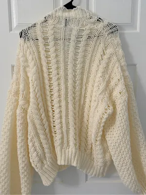 Princess Polly Cream Cable Knit Open-Front Cardigan thumbnail 8