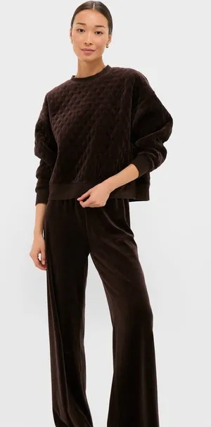 TUCKERNUCK Chocolate Brown Velour Bennett Pullover Size Large thumbnail 1