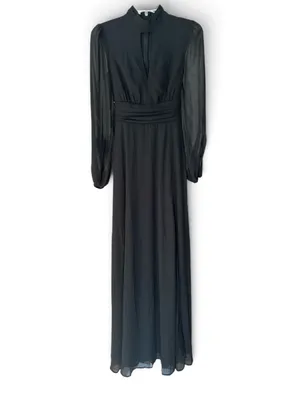 NWOT Lulus Bask in Love Black Long Sleeve Mock Neck Maxi Dress Small thumbnail 6
