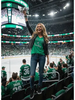 Hanes Womens Medium Dallas Stars NHL Hockey Green V-Neck Tee Short Sleeve thumbnail 2