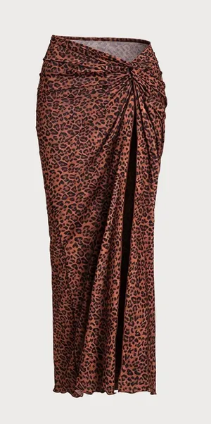 Berlook Leopard Print Mesh Maxi Cover up Skirt thumbnail 1